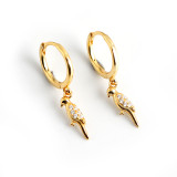 Woodpecker Charm Ear Clip Pave cz S925 Silver Earrings