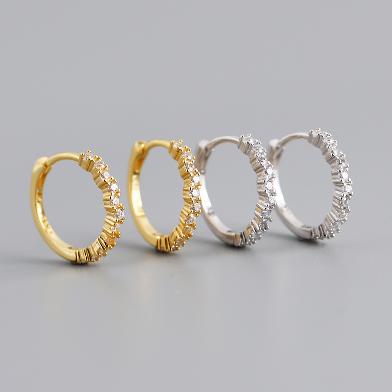 Wave Charm Ear Clip Pave White Stone S925 Earrings