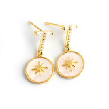 Hexagram White shell Stone Pave cz S925 Stud Earrings