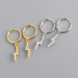 Lightning Ear Clip Pave cz S925 Silver Earrings