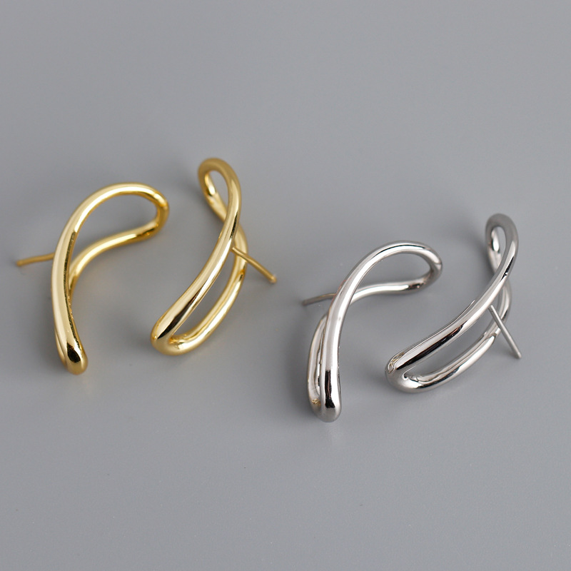 Irregular Line S925 Stud Earrings
