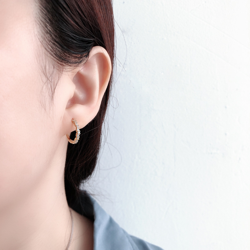 Wave Charm Ear Clip Pave White Stone S925 Earrings