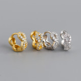Digital8 Charm Ear Clip Pave White Stone S925 Earrings
