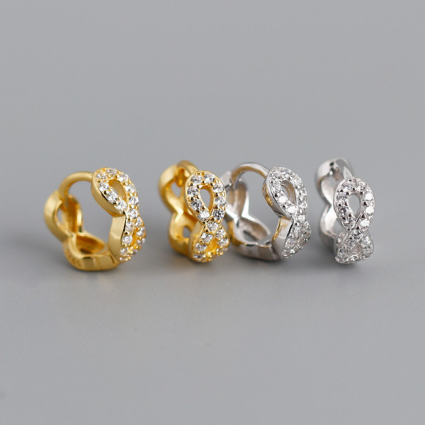 Digital8 Charm Ear Clip Pave White Stone S925 Earrings