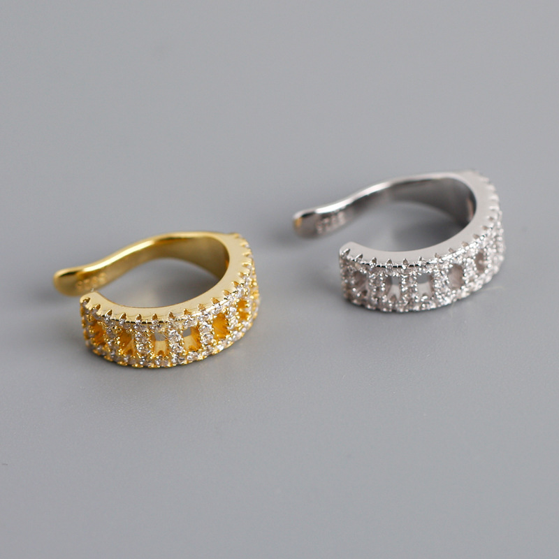 Circle Ear Bones Clip Pave cz S925 Silver Earrings