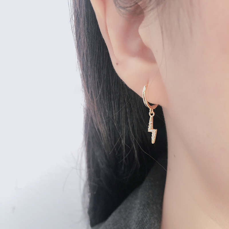 Lightning Ear Clip Pave cz S925 Silver Earrings