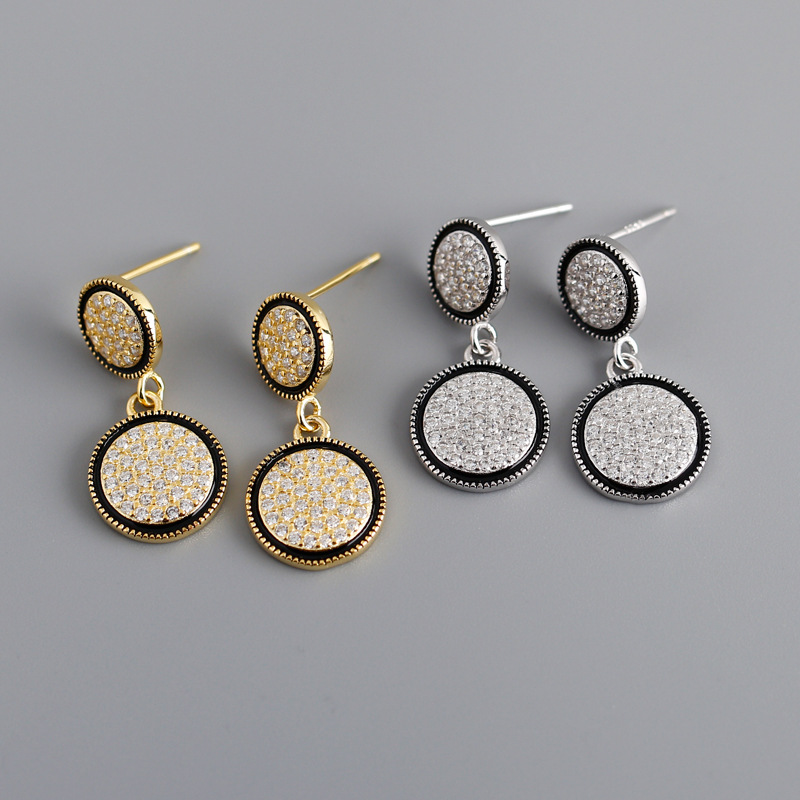 Cicle Pave cz S925 Stud Earrings