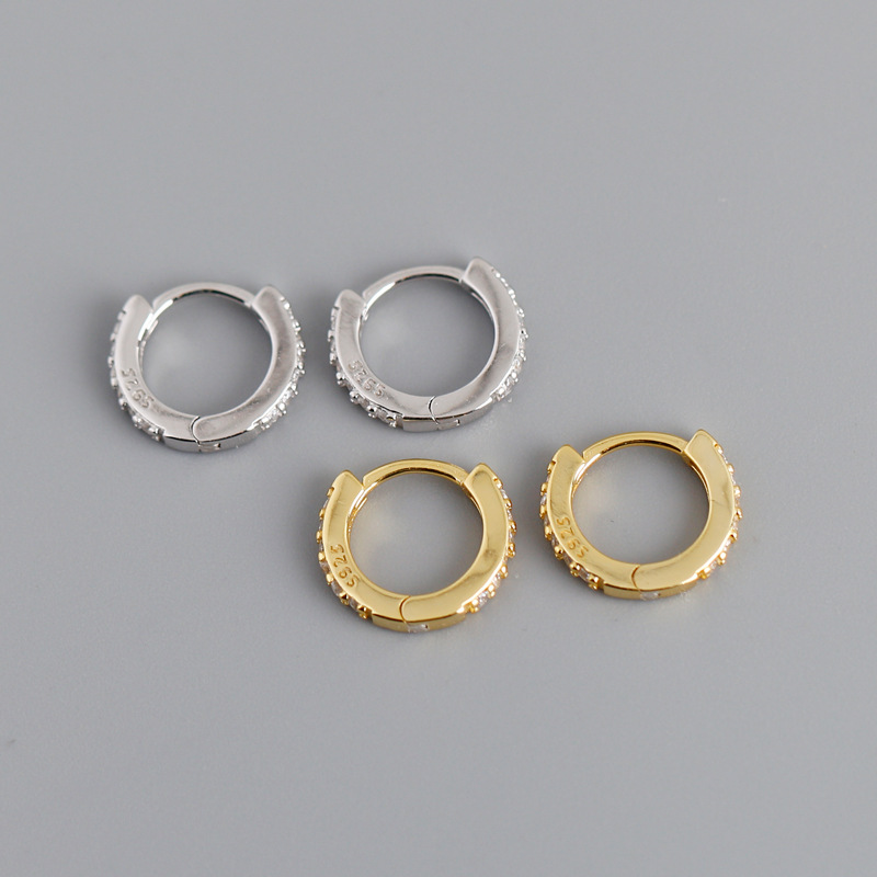 Circle Ear Clip Pave cz S925 Silver Earrings