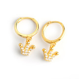 Crown Charm Ear Clip Pave cz S925 Silver Earrings