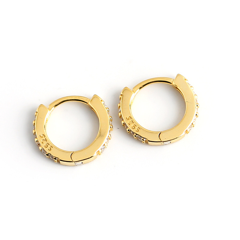 Circle Ear Clip Pave cz S925 Silver Earrings