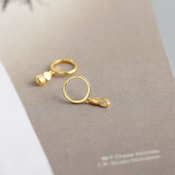 Pineapple Charm Ear Clip Pave cz S925 Earrings