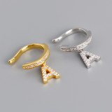 Letter A Ear Bones Clip Pave cz S925 Silver Earrings