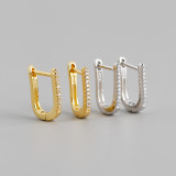 Bar-type Charm Pave White Stone Ear Clip S925 Silver Earrings