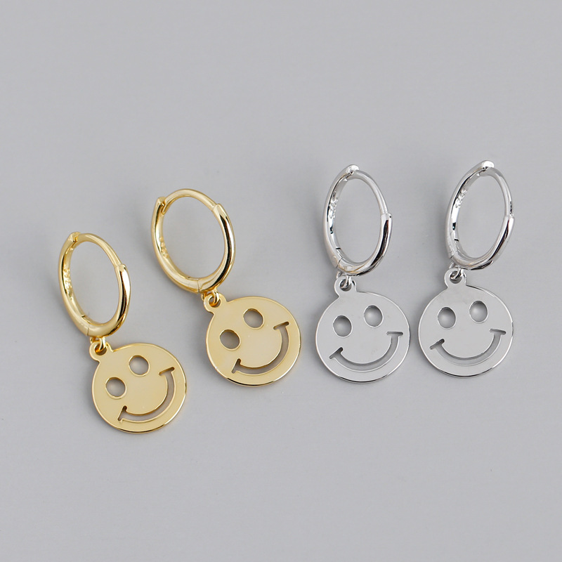 Smile Face Ear Clip S925 Silver Earrings