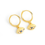 Devil Eye Pave White Stone Ear Clip S925 Silver Earrings