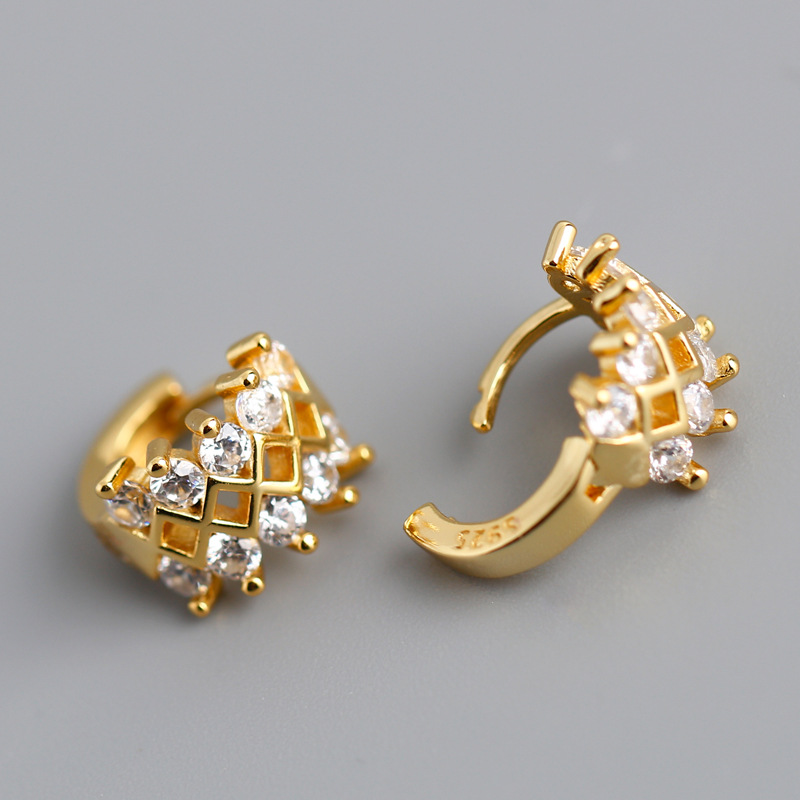 Crown 10mm Pave White Stone Ear Clip S925 Earrings