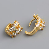 Crown 10mm Pave White Stone Ear Clip S925 Earrings