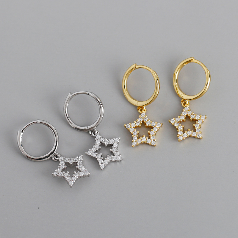 Star Charm Eardrop Ear Clip S925 Silver Earrings