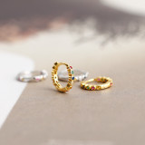 Simple Circle Pave Corlorful Stone Ear Clip S925 Silver Earrings