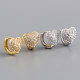 Heart Charm Pave White Stone Ear Clip S925 Silver Earrings