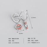 Lip And Lipstick Asymmetric Pave Red Stone Ear Clip S925 Silver Earrings