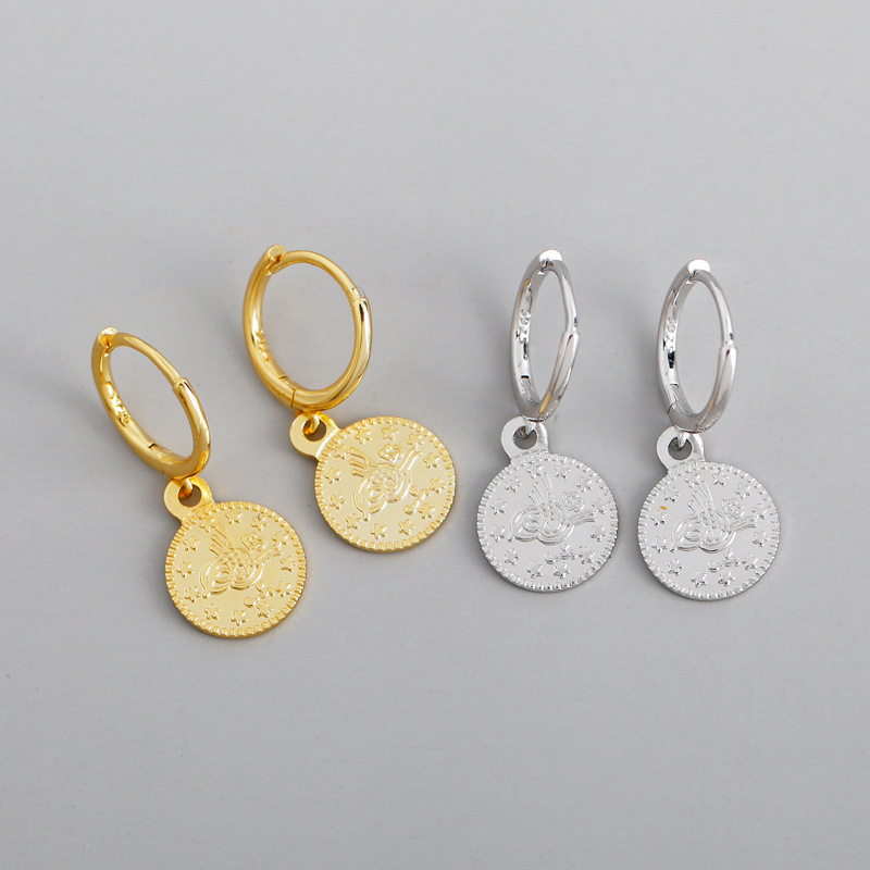Coin Charm Ear Clip S925 Silver Earrings