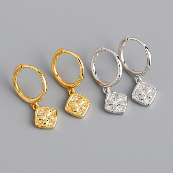Butterfly Charm Ear Clip Pave cz S925 Earrings