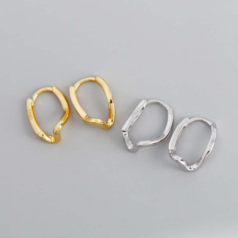 Geometric Smooth-faced Ear Clip S925 Silver Earrings