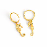 Animal Sea Horse Charm Ear Clip S925 Silver Earrings