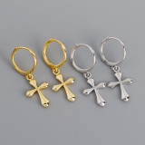 Cross Smooth-faced Ear Clip S925 Earrings