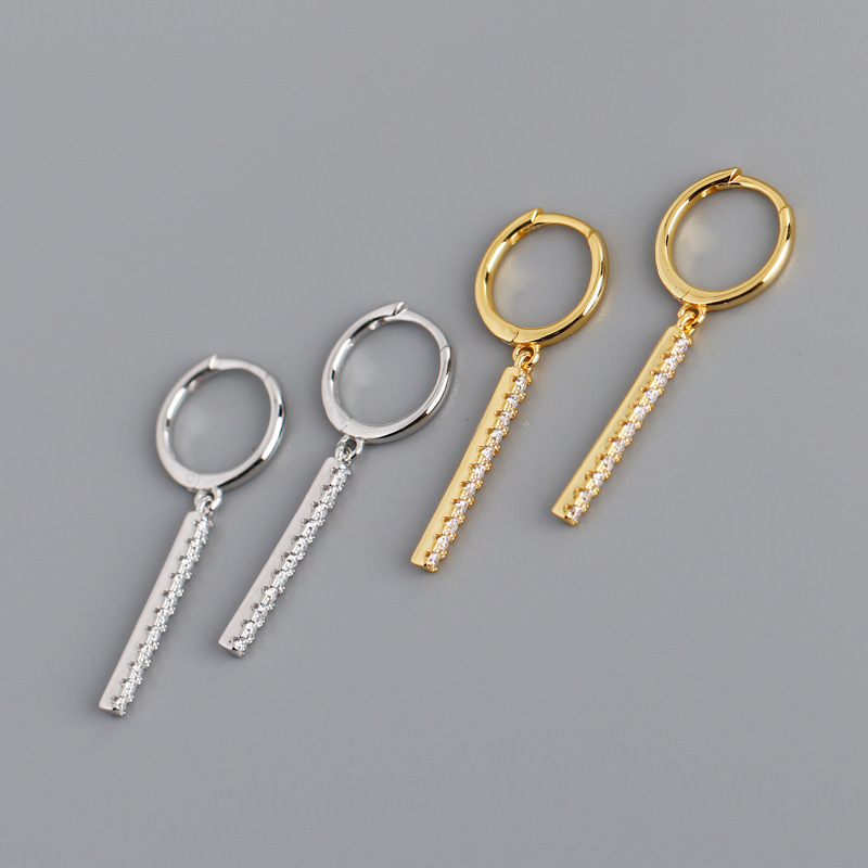 Bar Type Charm Pave cz Ear Clip S925 Earrings