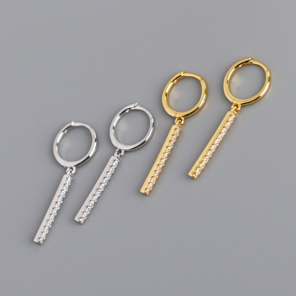 Bar Type Charm Pave cz Ear Clip S925 Earrings