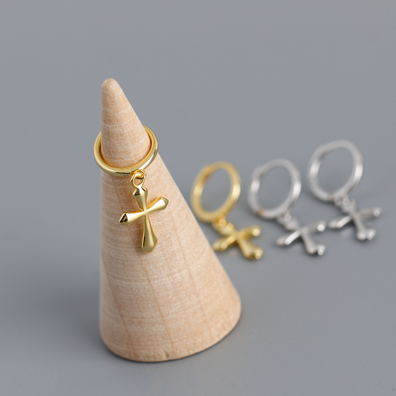 Cross Smooth-faced Ear Clip S925 Earrings