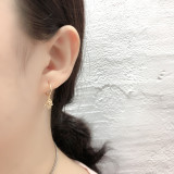 Plam Charm Pave White Stone Eardrop Ear Clip S925 Silver Earrings