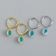 Enamel Adhesive Green Stone Ear Clip S925 Silver Earrings