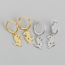 Dinosaur Charm Eardrop Ear Clip S925 Silver Earrings
