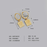 Tower Square Card Charm Eardrop Ear Clip S925 Silver Earrings