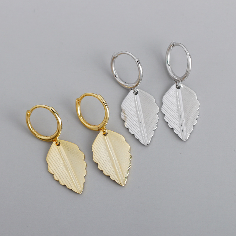Leaf Charm Eardrop Ear Clip S925 Silver Earrings