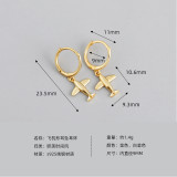 Airplane Charm Eardrop Ear Clip S925 Silver Earrings