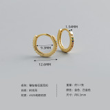 Simple Circle Pave Corlorful Stone Ear Clip S925 Silver Earrings