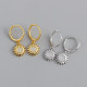 Sunflower Charm Pave White Stone Eardrop Ear Clip S925 Silver Earrings