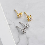 Star Charm Pave White Stone S925 Silver Stud Earrings