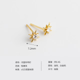 Star Charm Pave White Stone S925 Silver Stud Earrings