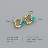 Blue Clover Charm  Ear Clip S925 Silver Earrings