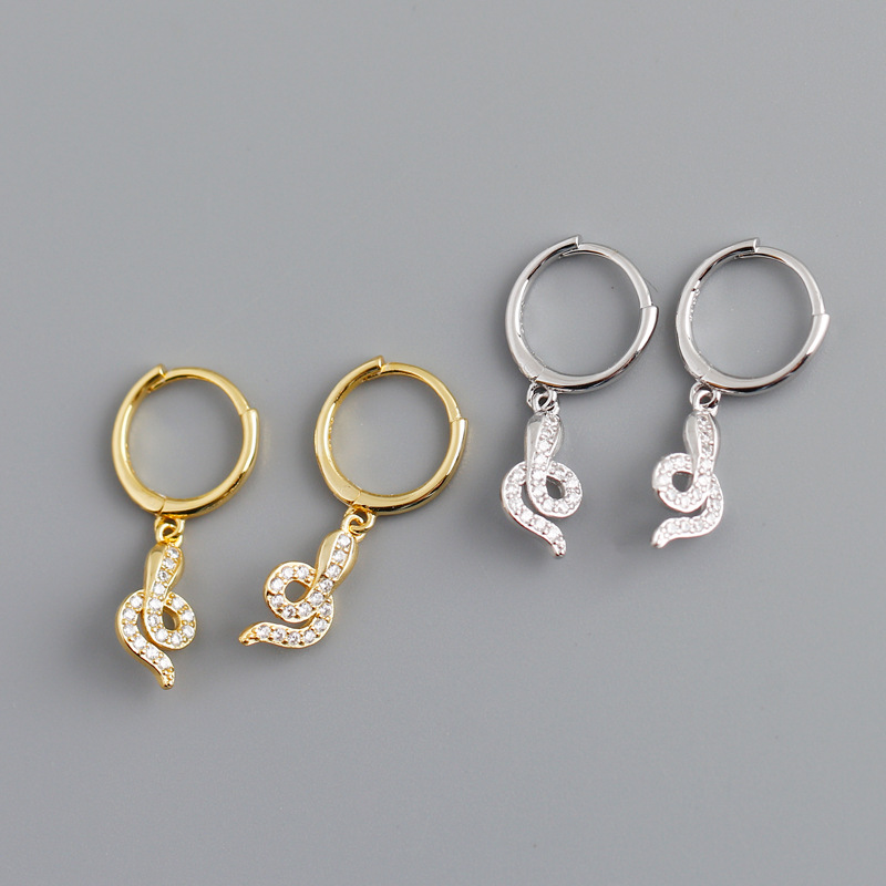 Snake Charm Pave cz Ear Clip S925 Silver Earrings