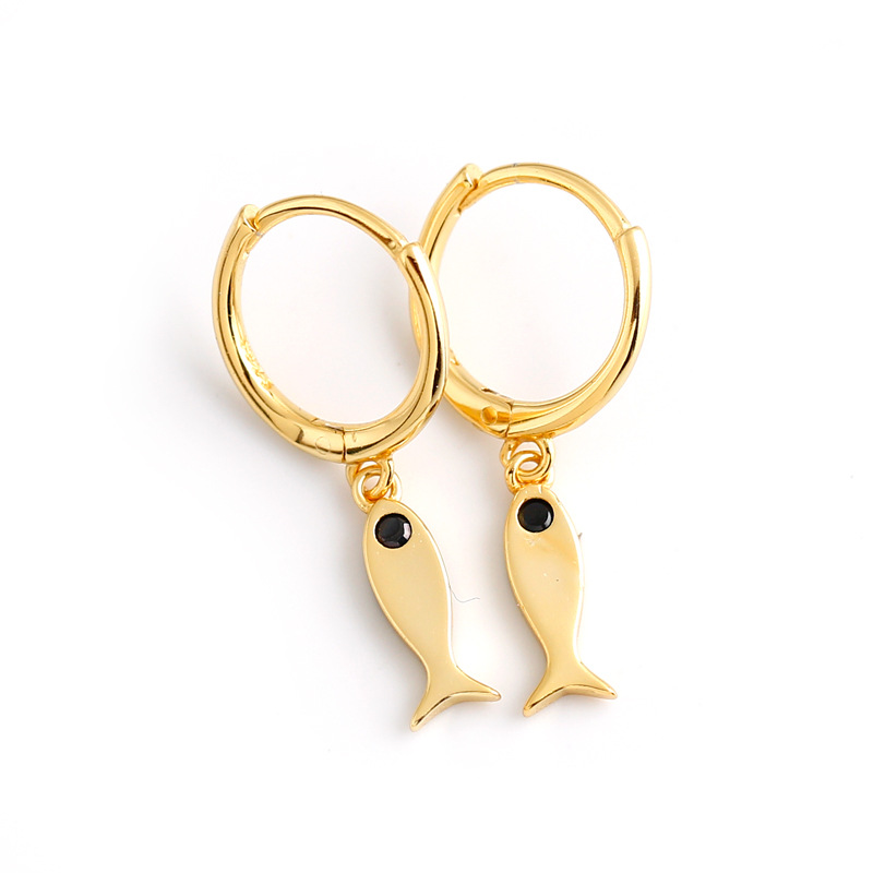 Fish Charm Ear Clip S925 Silver Earrings