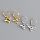 Insect Bee Charm Pave cz Ear Clip S925 Silver Earrings