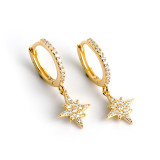 Star Charm Pave cz Eardrop Ear Clip S925 Silver Earrings