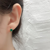 Blue Clover Charm  Ear Clip S925 Silver Earrings