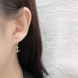 Anchor Charm Pave cz Ear Clip S925 Silver Earrings